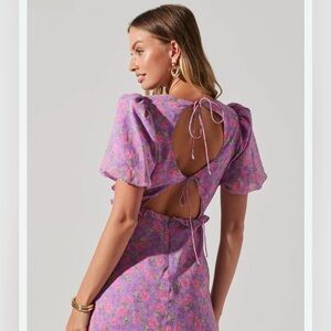 ASTR The Label Esperanza Puff Sleeve Dress Size Small Purple